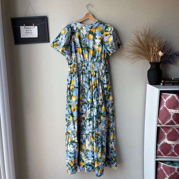 Anthropologie Dress Somerset Maxi Floral Flutter Sleeve Dress Iris Blue Size L - Picture 7 of 9